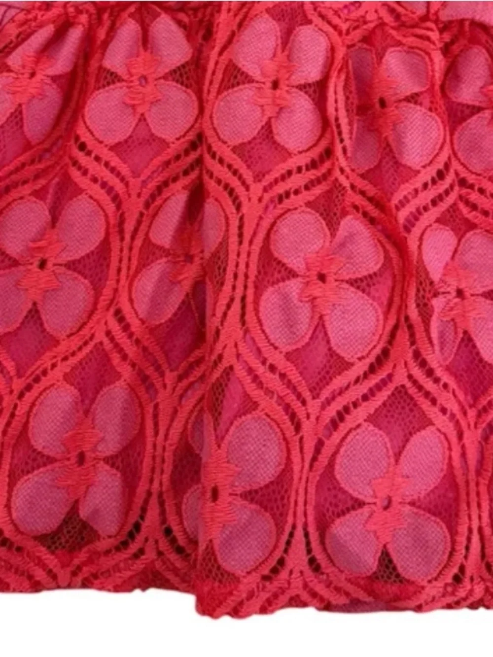 Genuine Kids Oshkosh Baby Pink And Red Embroidered Flowers Dress Size 12 Months